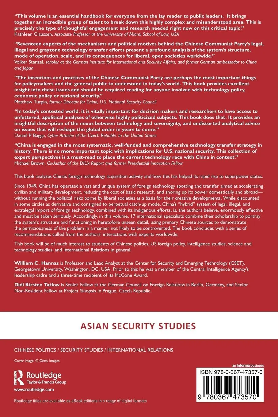 Rückseite: 9780367473570 | China's Quest for Foreign Technology | Beyond Espionage | Taschenbuch