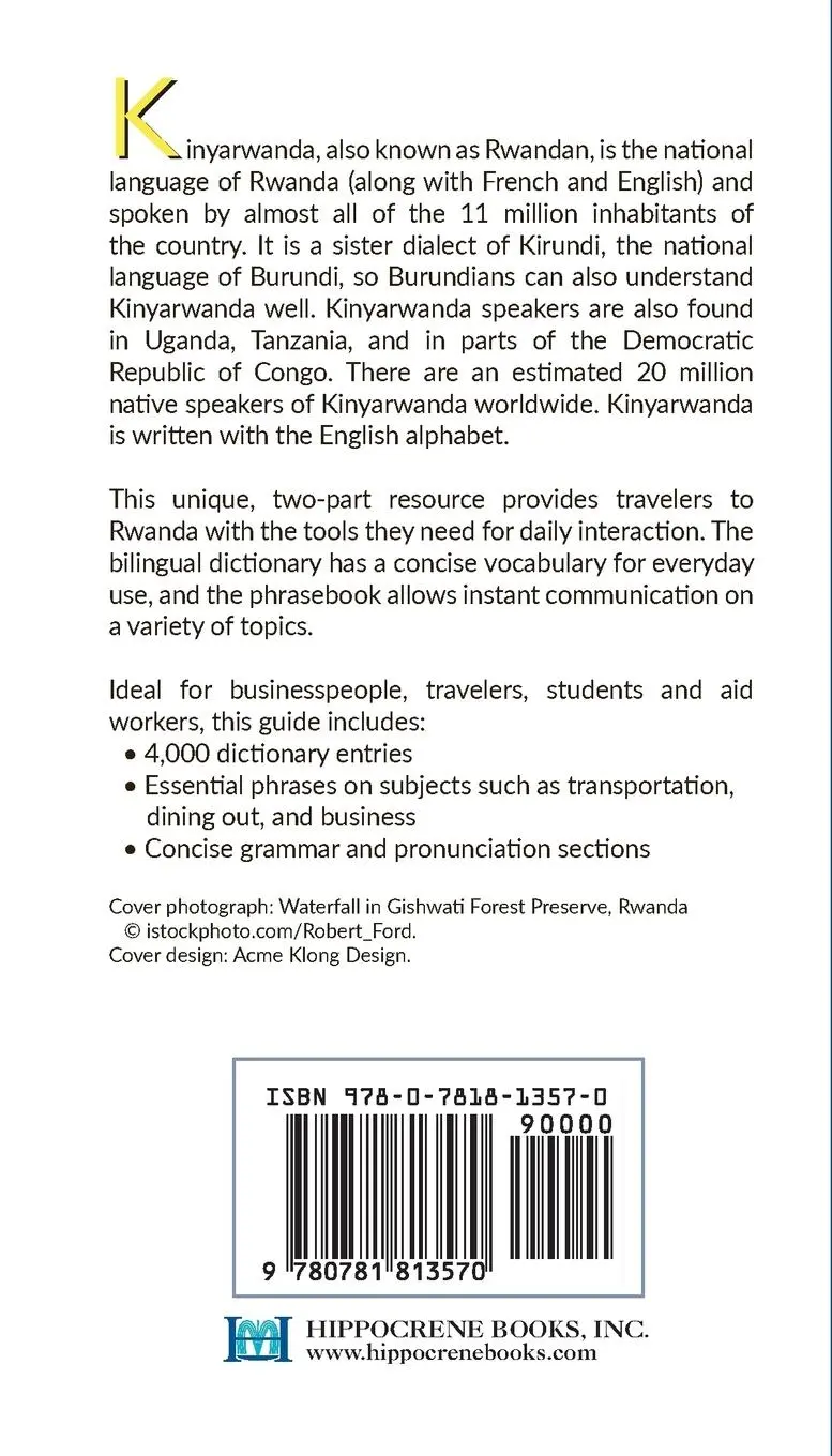 Rückseite: 9780781813570 | Kinyarwanda-English/ English-Kinyarwanda Dictionary &amp; Phrasebook