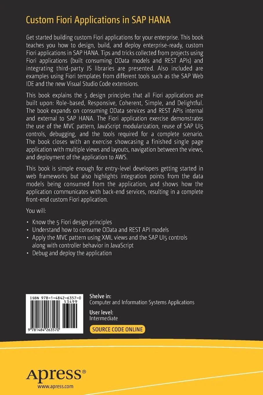 Rückseite: 9781484263570 | Custom Fiori Applications in SAP HANA | Sergio Guerrero | Taschenbuch