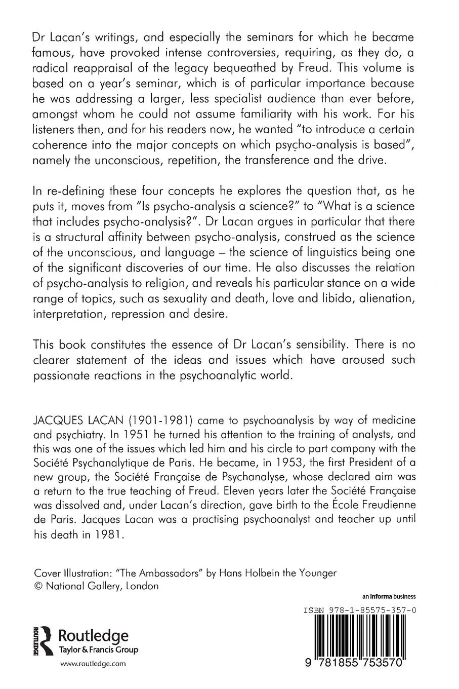 Rückseite: 9781855753570 | The Four Fundamental Concepts of Psycho-Analysis | Jacques Lacan