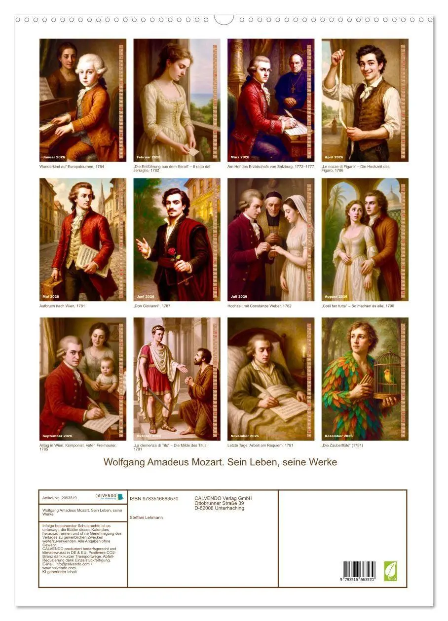 Bild: 9783516663570 | Wolfgang Amadeus Mozart. Sein Leben, seine Werke (Wandkalender 2026...