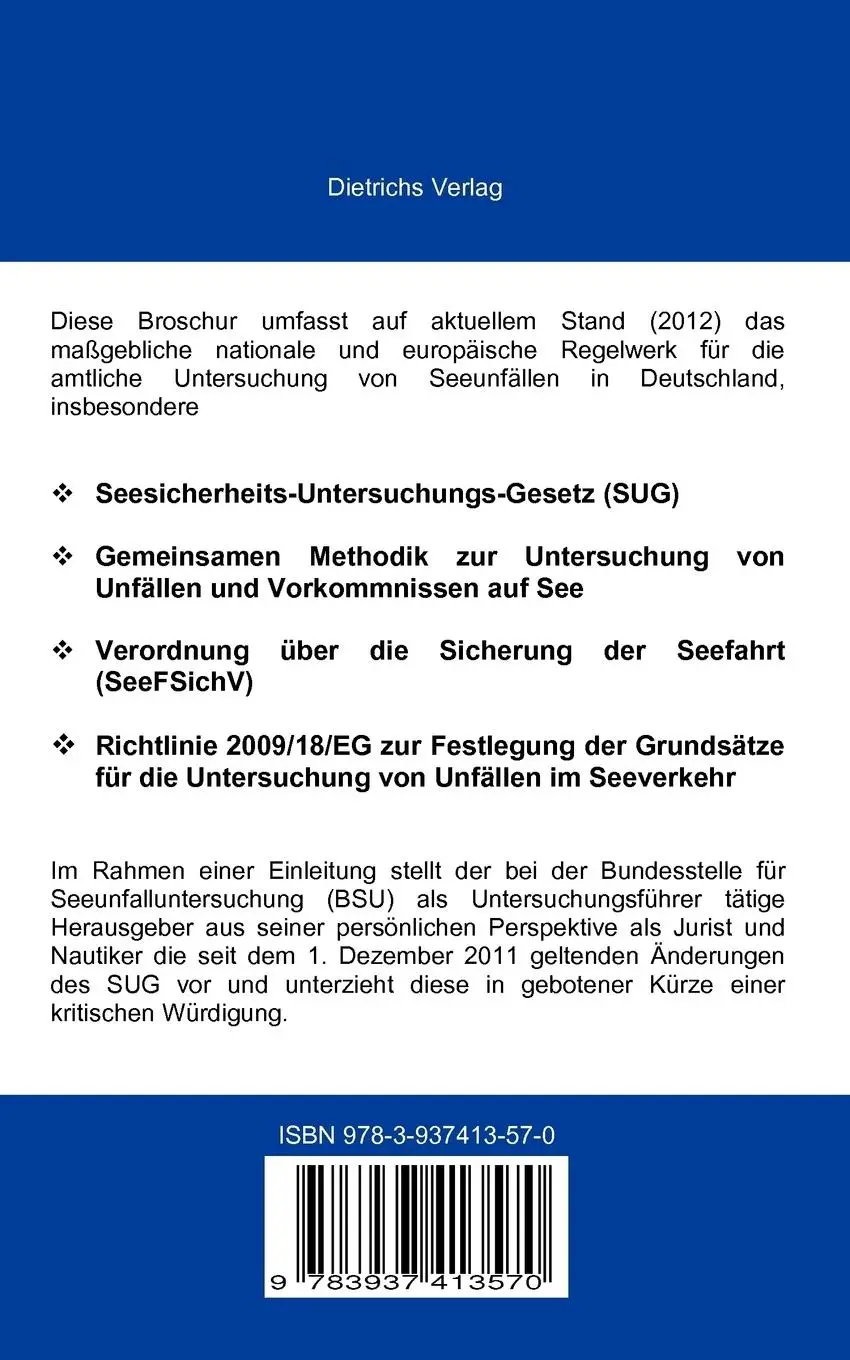 Rückseite: 9783937413570 | Das Seesicherheits-Untersuchungs-Gesetz | Ferenc John | Taschenbuch