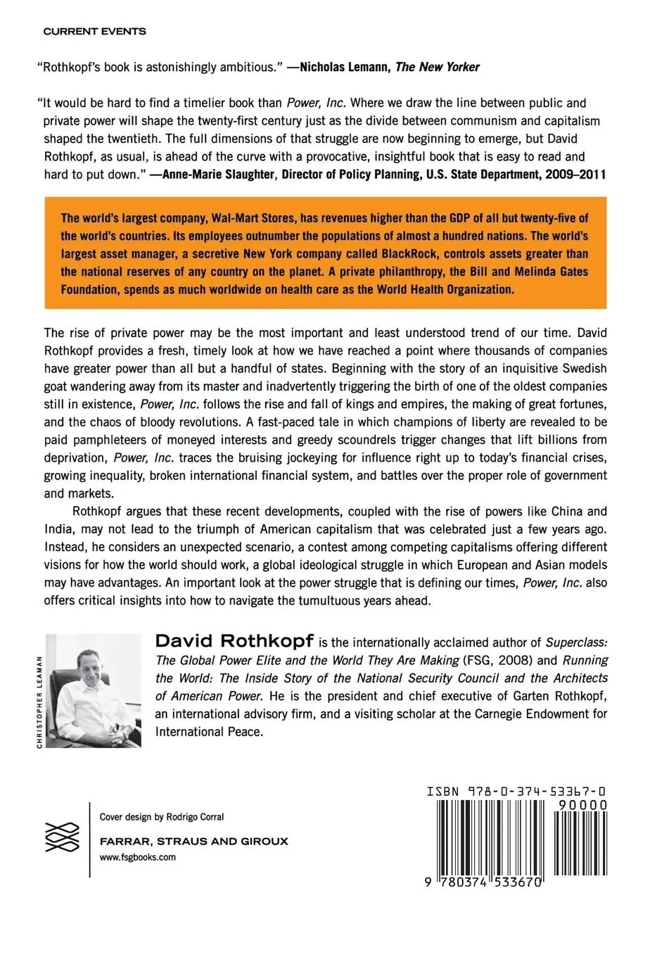 Rückseite: 9780374533670 | Power, Inc. | David Rothkopf | Taschenbuch | Kartoniert / Broschiert