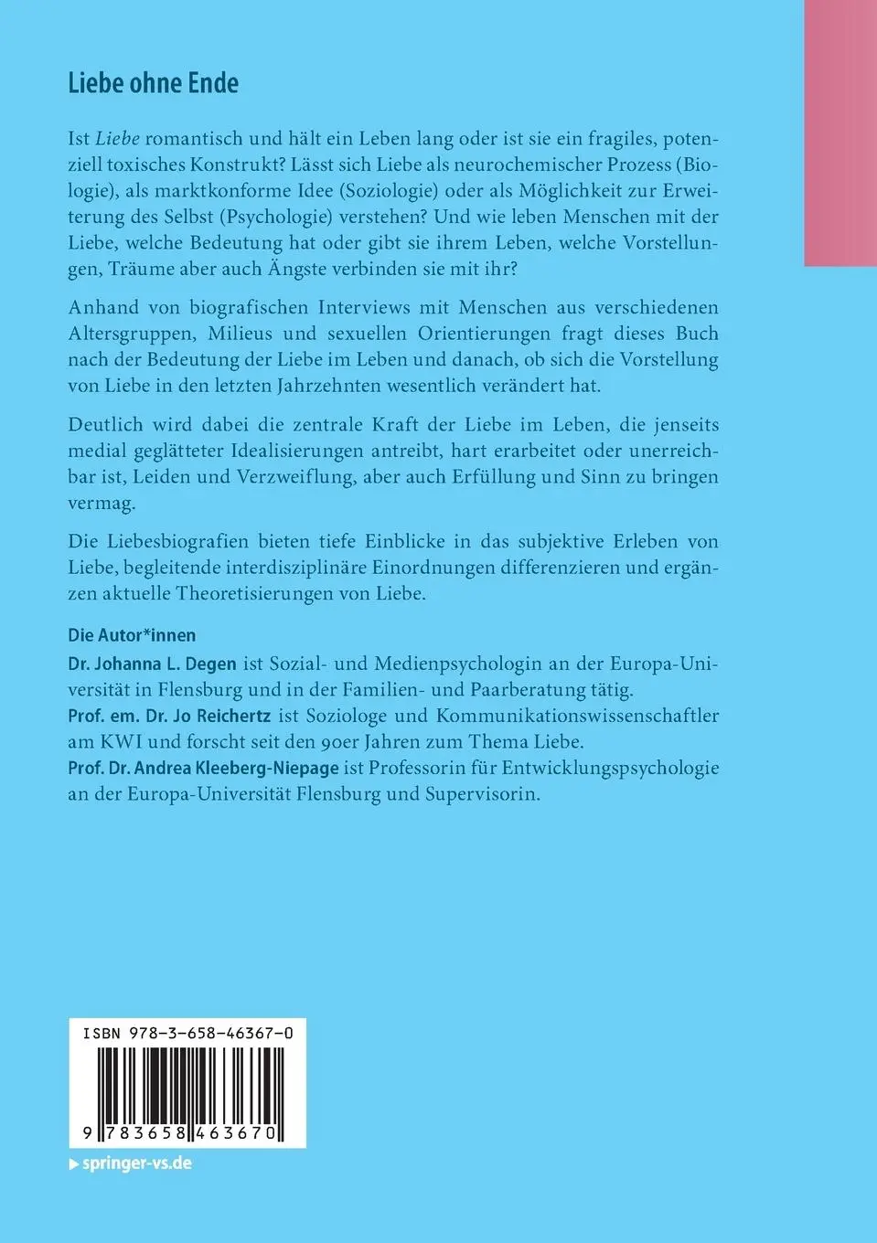 Rückseite: 9783658463670 | Liebe ohne Ende | Liebesbiografische Erzählungen vom Leben | Buch