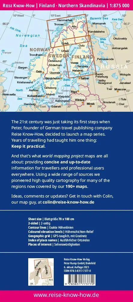 Rückseite: 9783831773770 | Reise Know-How Landkarte Finnland und Nordskandinavien 1 : 875 000