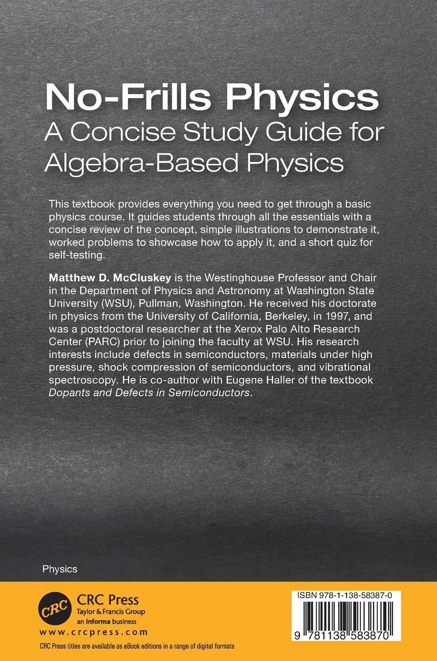 Rückseite: 9781138583870 | No-Frills Physics | A Concise Study Guide for Algebra-Based Physics