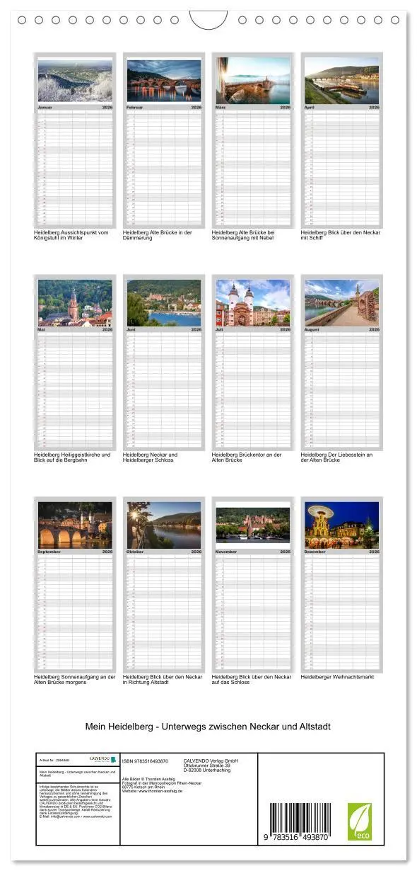 Bild: 9783516493870 | Familienplaner 2026 - Mein Heidelberg - Unterwegs zwischen Neckar...