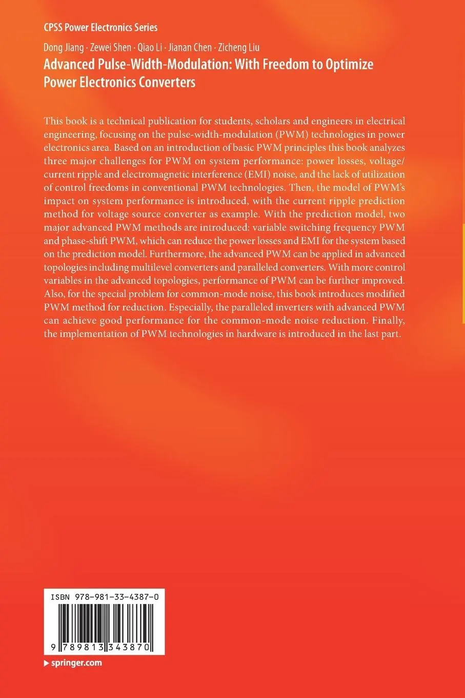 Rückseite: 9789813343870 | Advanced Pulse-Width-Modulation: With Freedom to Optimize Power...