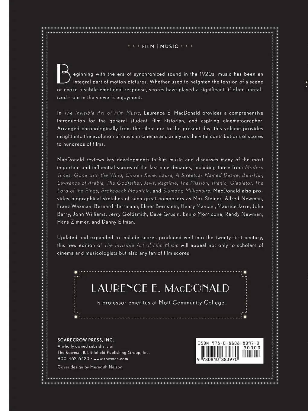 Rückseite: 9780810883970 | The Invisible Art of Film Music | A Comprehensive History | MacDonald