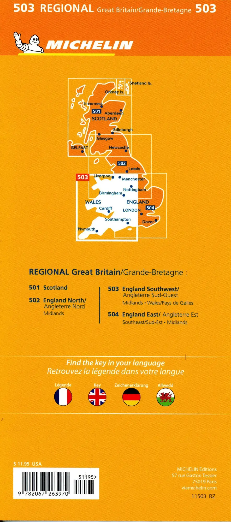 Bild: 9782067263970 | Michelin Wales, England Süd-West, Midlands | Michelin | (Land-)Karte