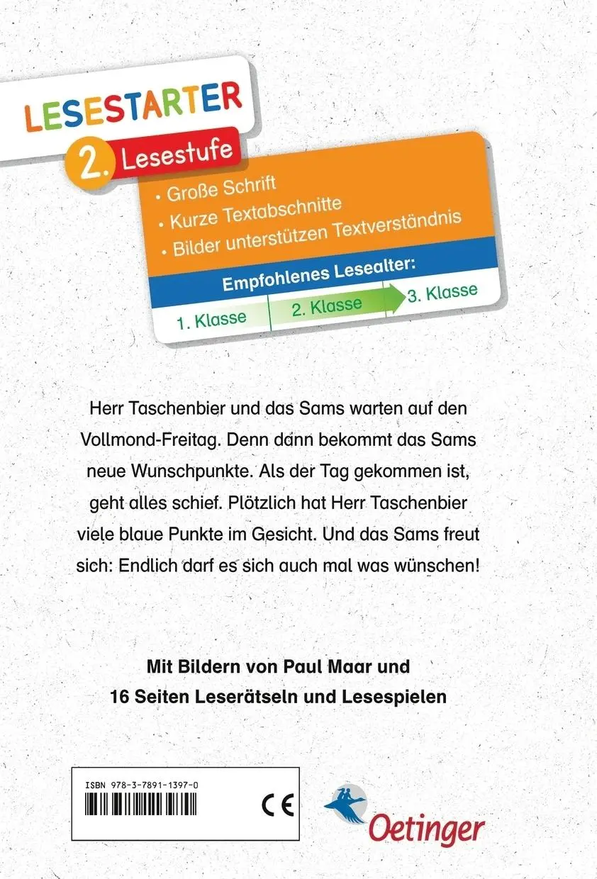 Rückseite: 9783789113970 | Das Sams darf sich was wünschen | Lesestarter. 2. Lesestufe | Maar