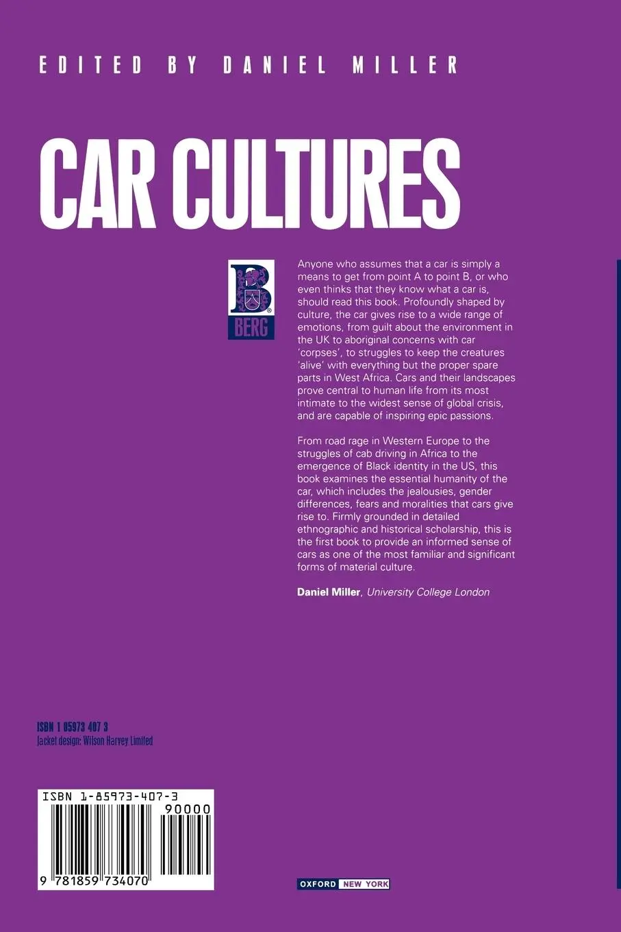 Rückseite: 9781859734070 | Car Cultures | Daniel Miller | Taschenbuch | Englisch | 2001