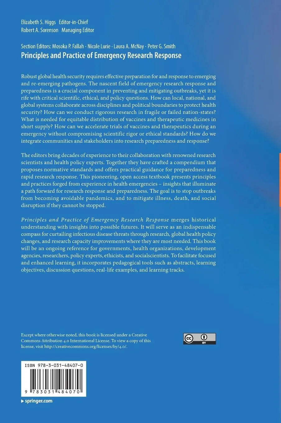 Rückseite: 9783031484070 | Principles and Practice of Emergency Research Response | Sorenson