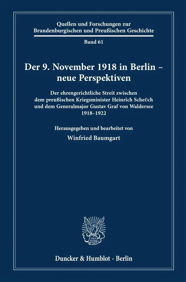 Cover: 9783428194070 | Der 9. November 1918 in Berlin - neue Perspektiven | Winfried Baumgart