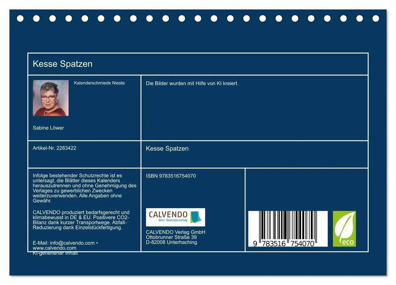 Bild: 9783516754070 | Kesse Spatzen (Tischkalender 2027 DIN A5 quer), CALVENDO...