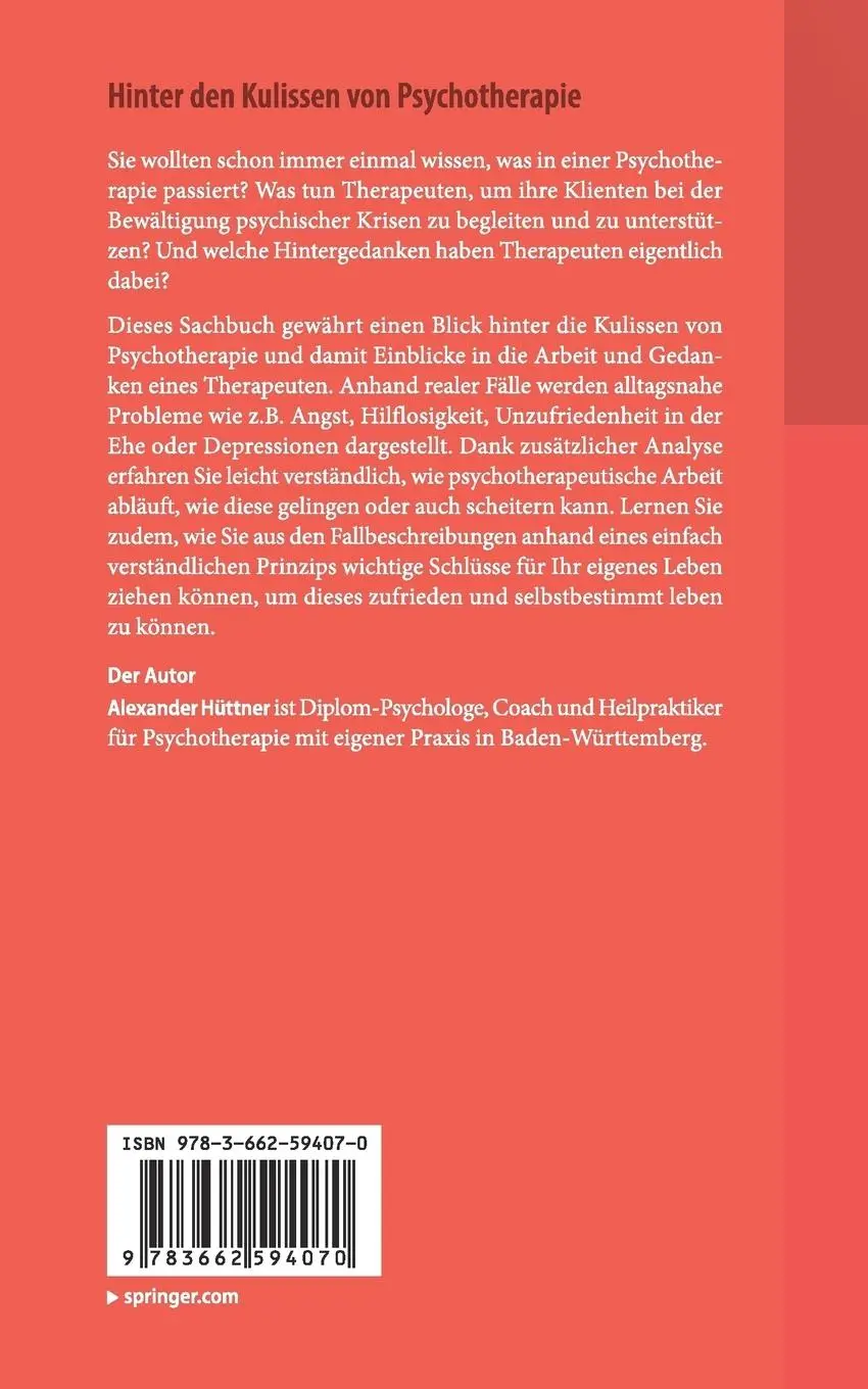 Rückseite: 9783662594070 | Hinter den Kulissen von Psychotherapie | Alexander Hüttner | Buch
