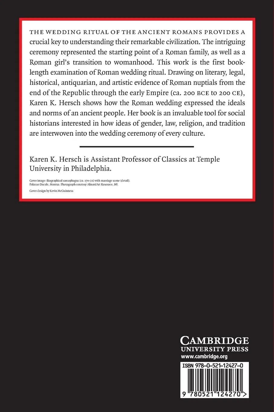 Rückseite: 9780521124270 | The Roman Wedding | Karen K. Hersch | Taschenbuch | Englisch | 2010