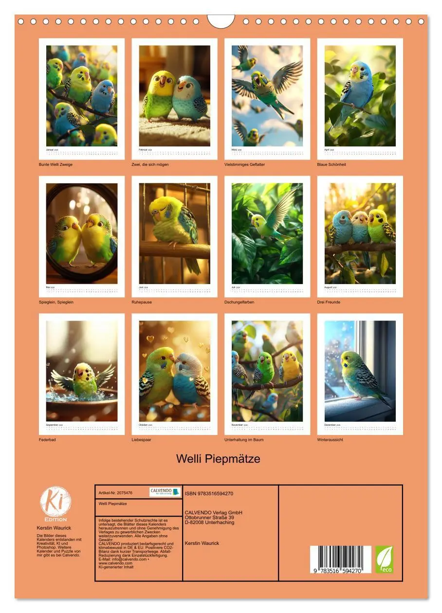 Bild: 9783516594270 | Welli Piepmätze (Wandkalender 2026 DIN A3 hoch), CALVENDO...