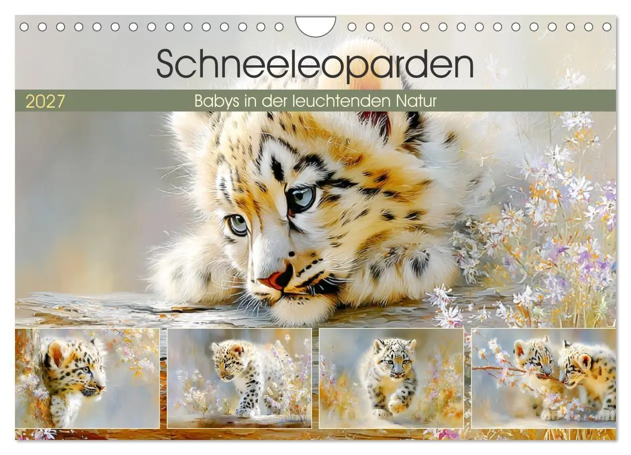 Cover: 9783516804270 | Schneeleoparden. Babys in der leuchtenden Natur (Wandkalender 2027...