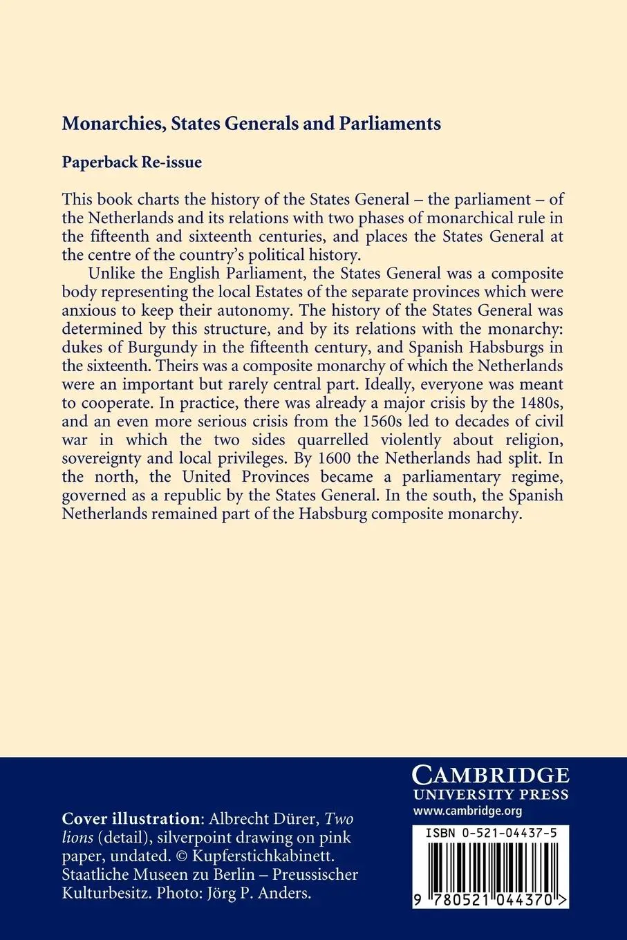 Rückseite: 9780521044370 | Monarchies, States Generals and Parliaments | H. G. Koenigsberger