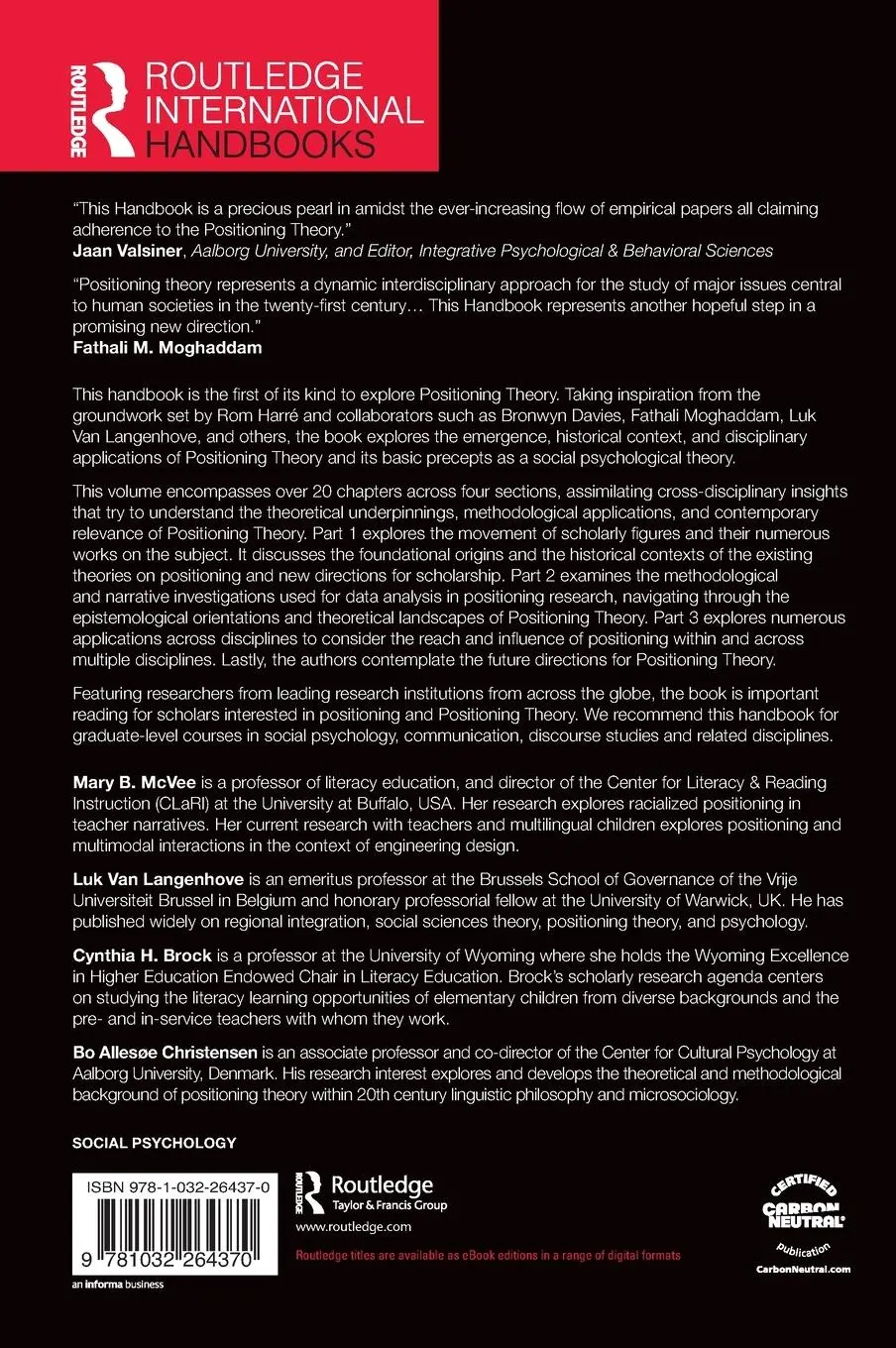 Rückseite: 9781032264370 | The Routledge International Handbook of Positioning Theory | Buch