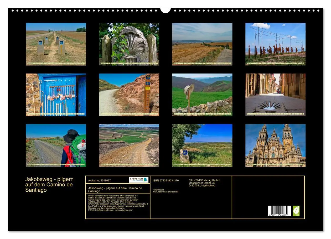 Bild: 9783516034370 | Jakobsweg - pilgern auf dem Camino de Santiago (Wandkalender 2026...