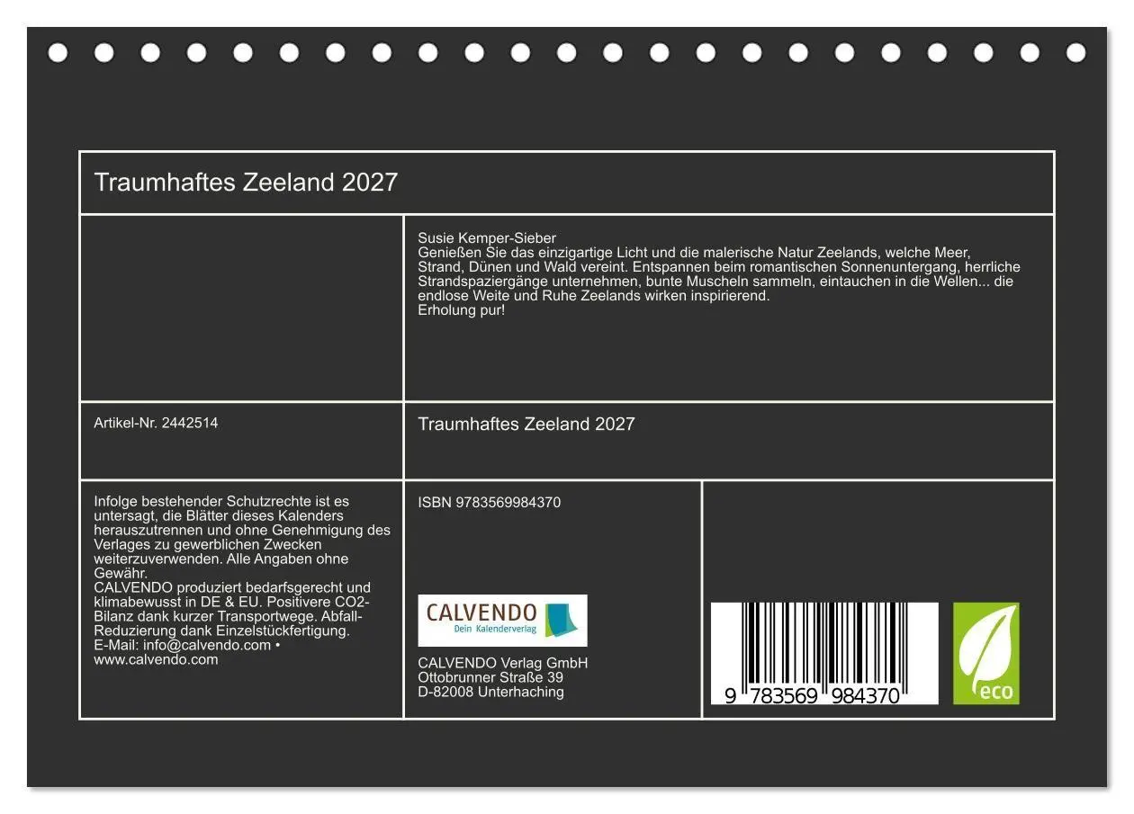 Bild: 9783569984370 | Traumhaftes Zeeland 2027 (Tischkalender 2027 DIN A5 quer), CALVENDO...