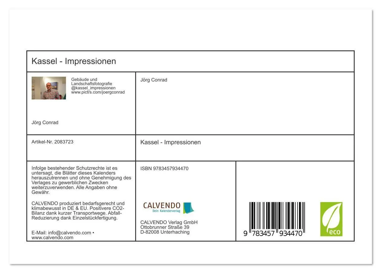Bild: 9783457934470 | Kassel - Impressionen (Tischkalender 2026 DIN A5 quer), CALVENDO...