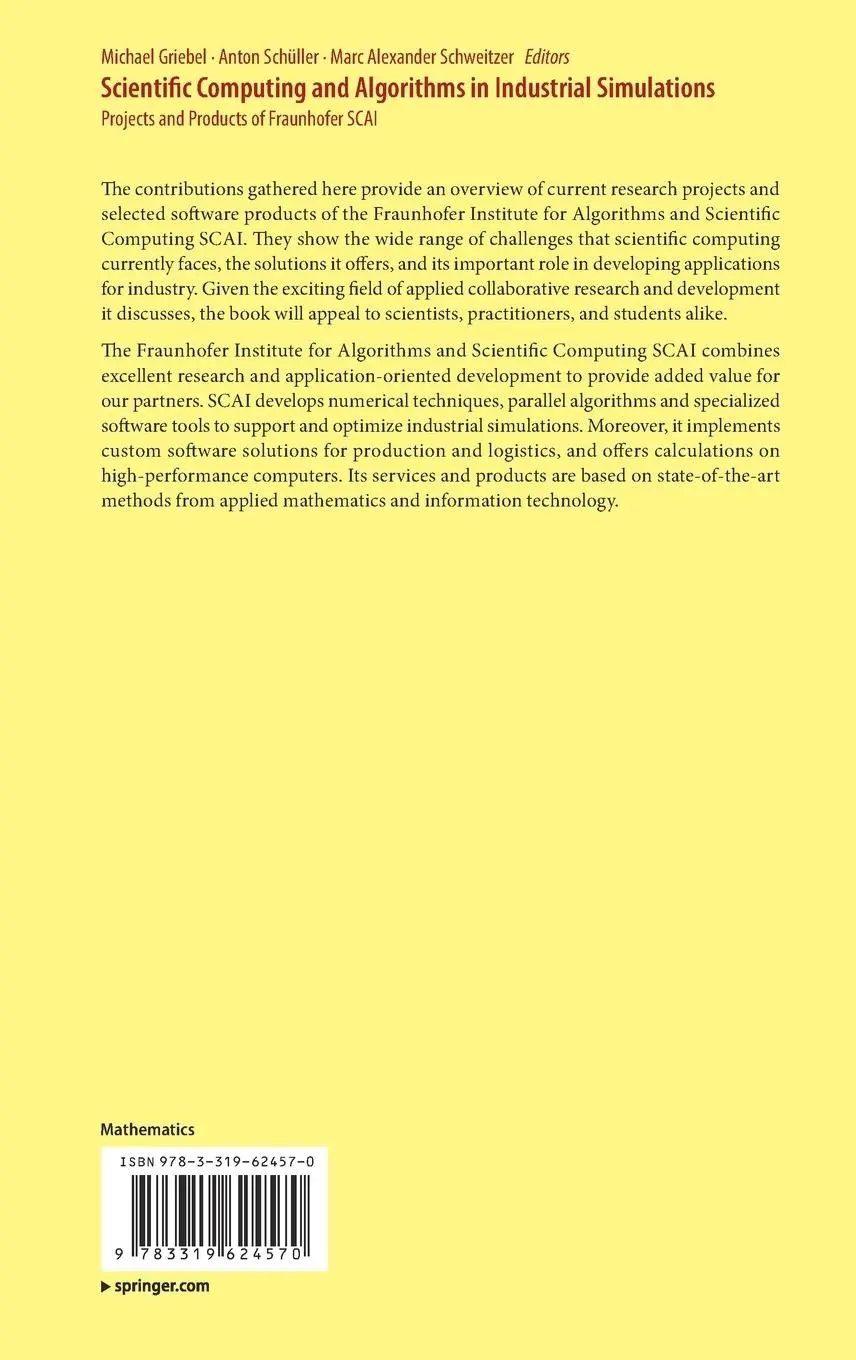 Rückseite: 9783319624570 | Scientific Computing and Algorithms in Industrial Simulations | Buch