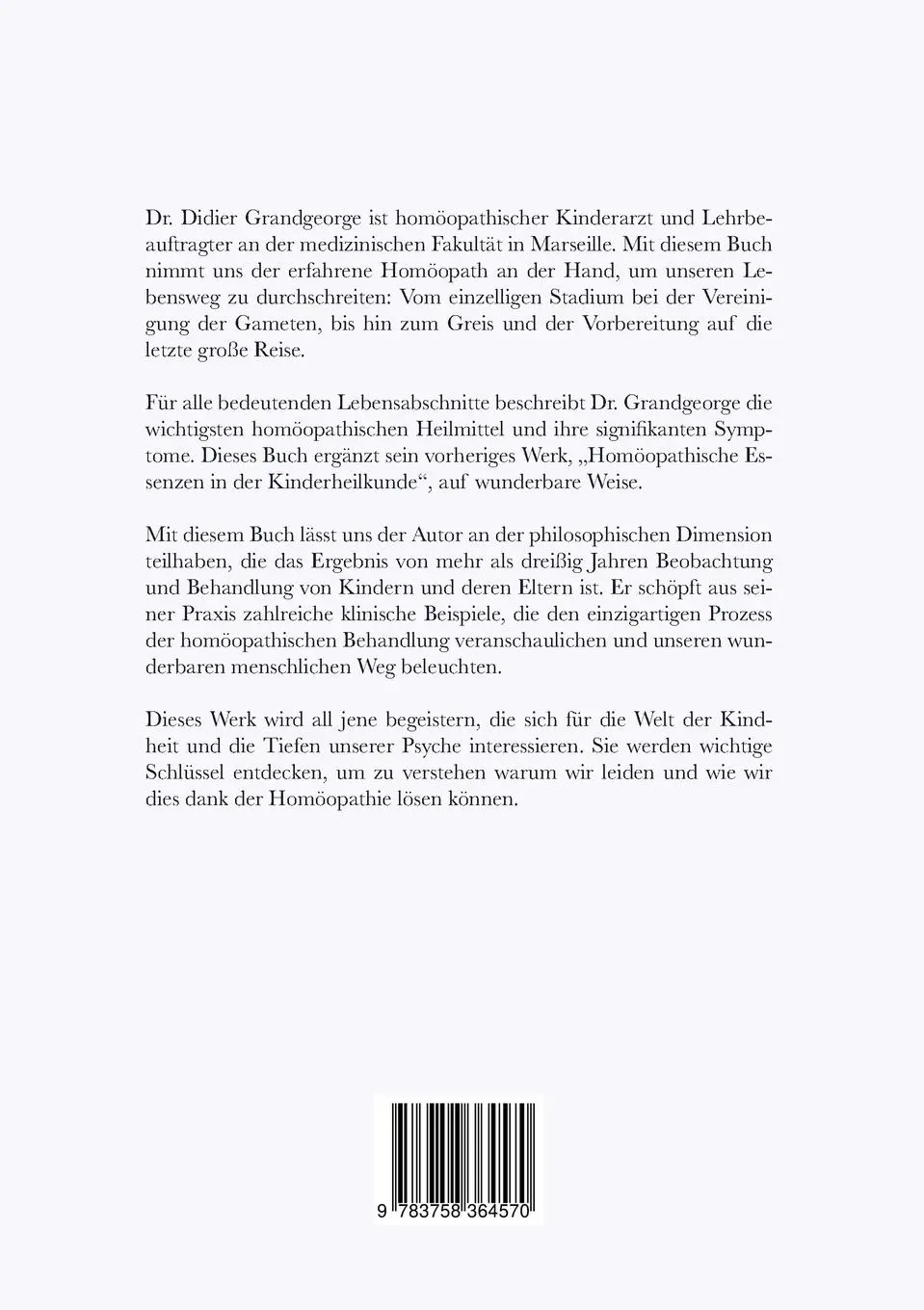 Rückseite: 9783758364570 | Der Lebensweg aus Sicht der Homöopathie | Didier Grandgeorge | Buch