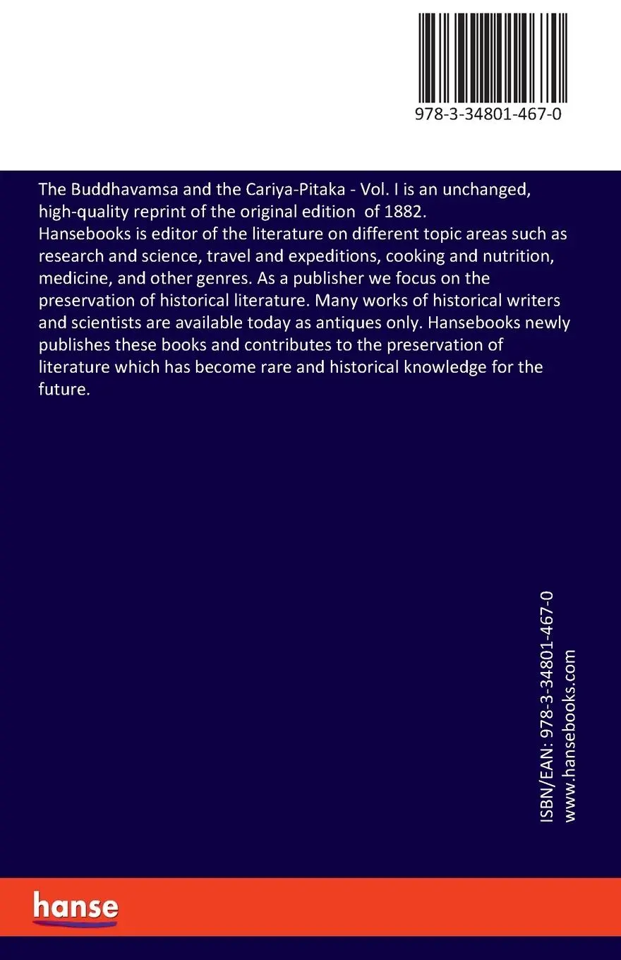 Rückseite: 9783348014670 | The Buddhavamsa and the Cariya-Pitaka | Vol. I | Richard Morris | Buch