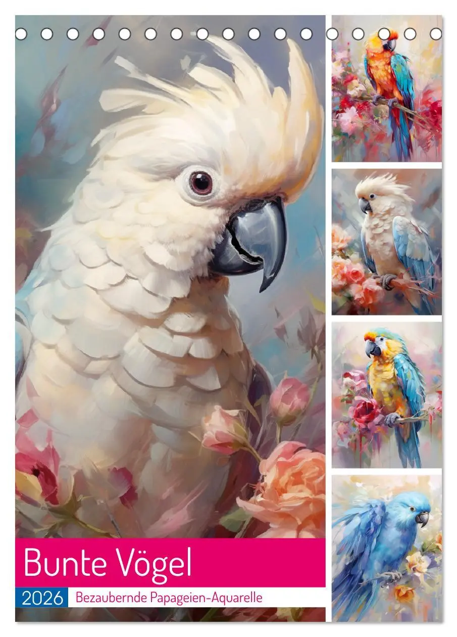 Cover: 9783516314670 | Bunte Vögel. Bezaubernde Papageien-Aquarelle (Tischkalender 2026...