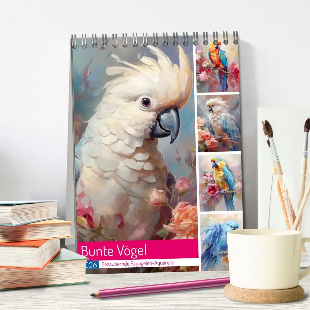 Bild: 9783516314670 | Bunte Vögel. Bezaubernde Papageien-Aquarelle (Tischkalender 2026...
