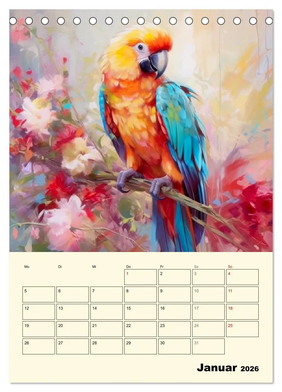 Bild: 9783516314670 | Bunte Vögel. Bezaubernde Papageien-Aquarelle (Tischkalender 2026...