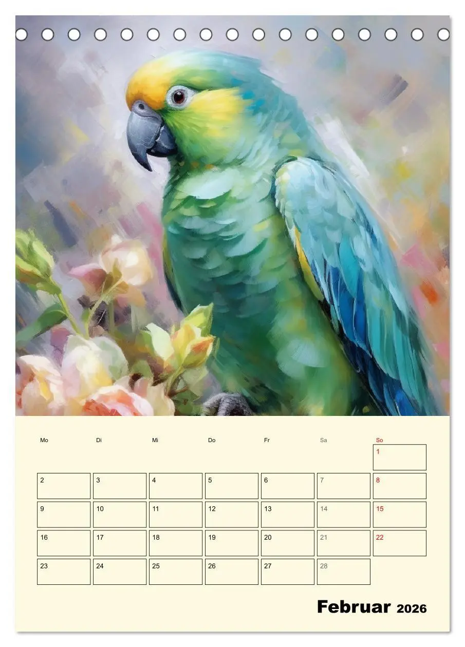 Bild: 9783516314670 | Bunte Vögel. Bezaubernde Papageien-Aquarelle (Tischkalender 2026...