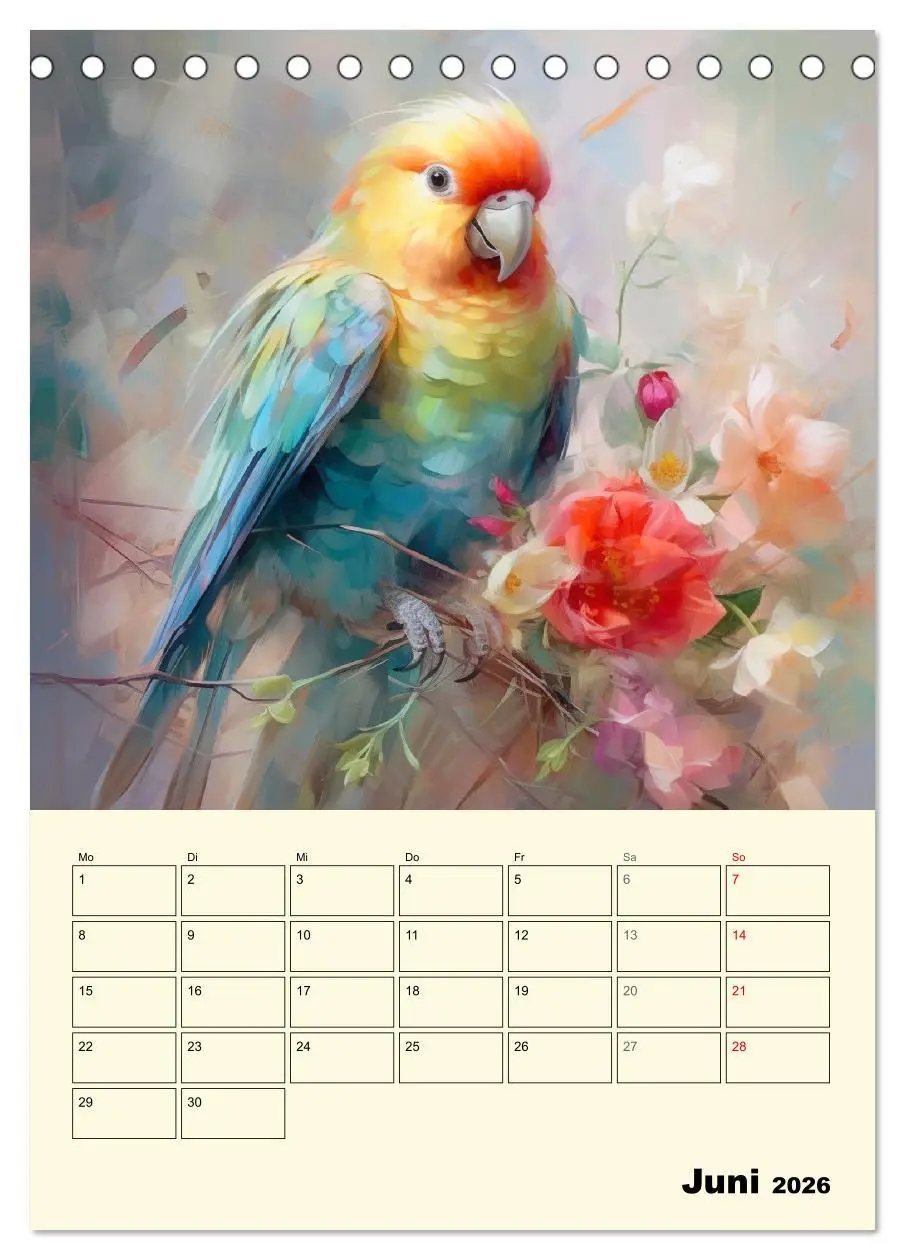 Bild: 9783516314670 | Bunte Vögel. Bezaubernde Papageien-Aquarelle (Tischkalender 2026...