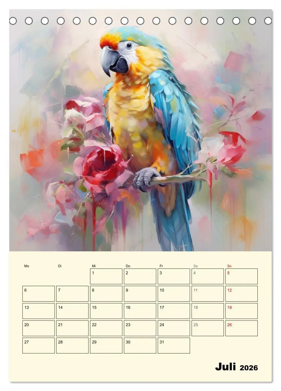 Bild: 9783516314670 | Bunte Vögel. Bezaubernde Papageien-Aquarelle (Tischkalender 2026...