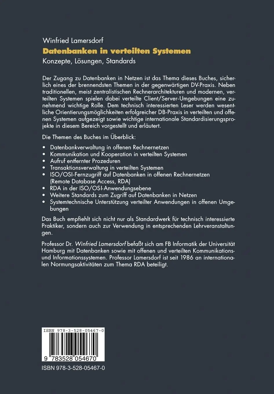 Rückseite: 9783528054670 | Datenbanken in verteilten Systemen | Konzepte, Lösungen, Standards