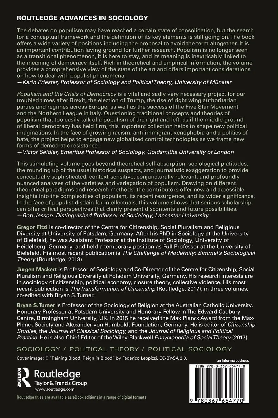 Rückseite: 9780367664770 | Populism and the Crisis of Democracy | Volume 1: Concepts and Theory