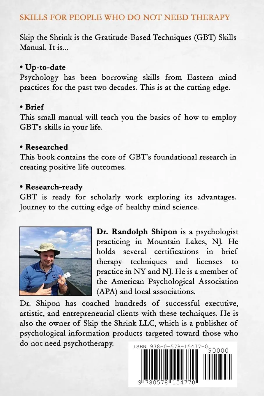 Rückseite: 9780578154770 | Skip the Shrink | Be Better Now | Randolph Shipon | Taschenbuch | 2015