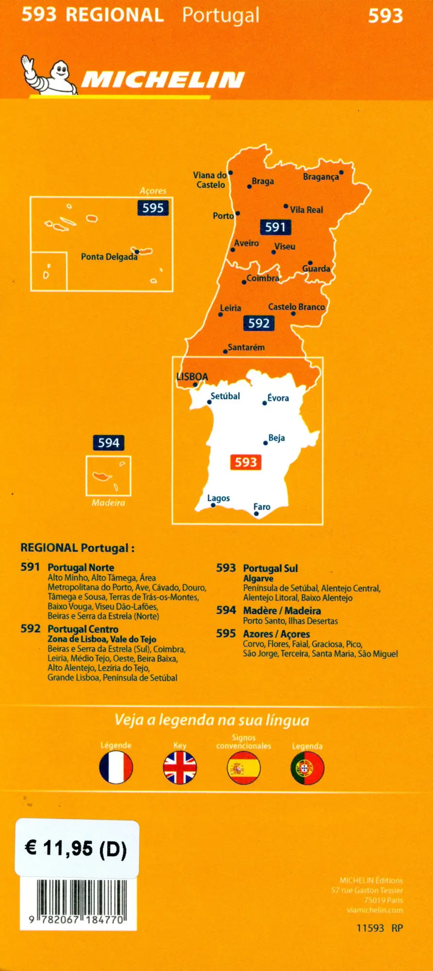Bild: 9782067184770 | Michelin Portugal Süd 1 : 300 000 - 593 | Algarve | (Land-)Karte