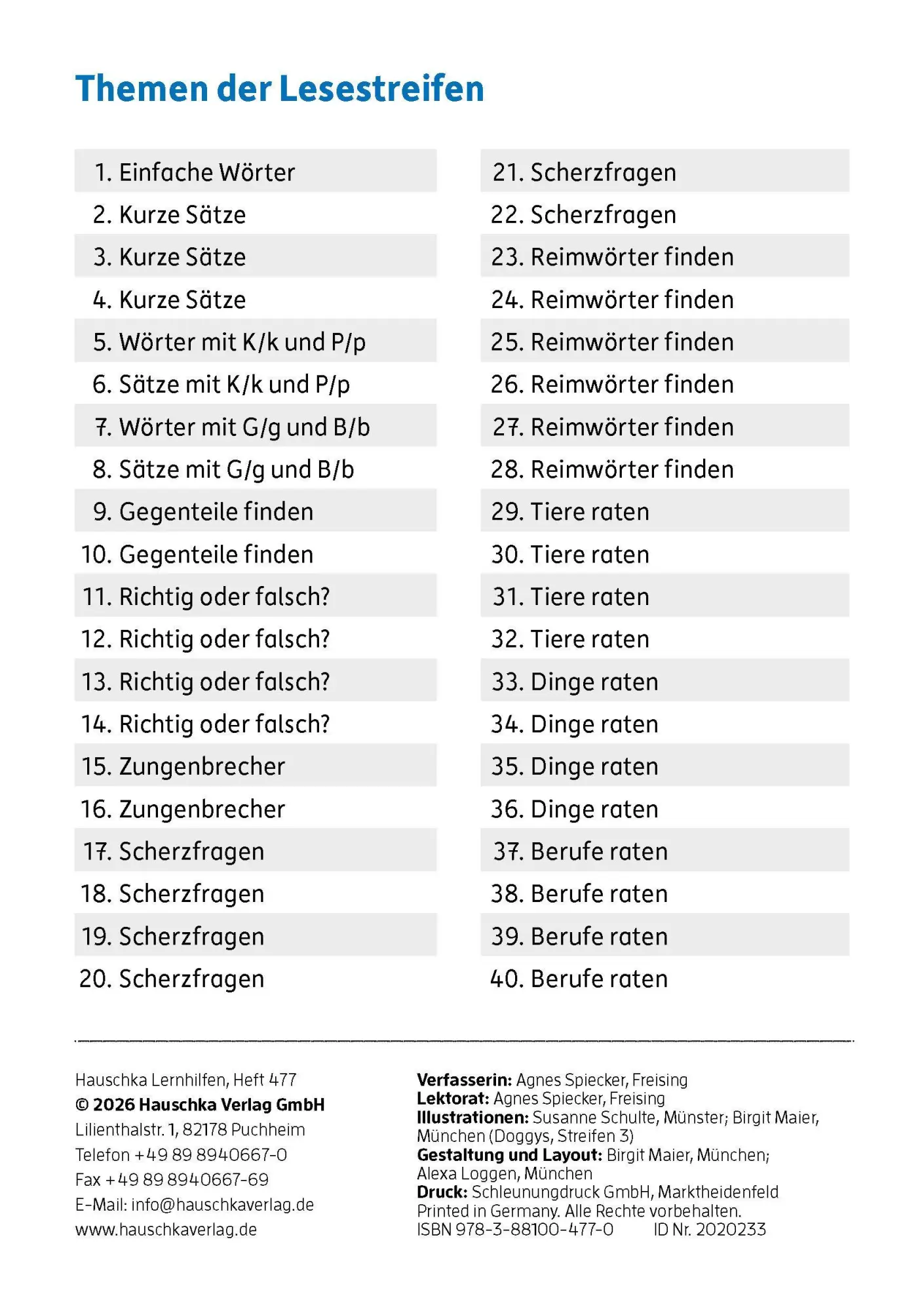 Bild: 9783881004770 | Meine Übungsstreifen Lesen lernen - 1. Klasse: Wörter und Sätze | 2026