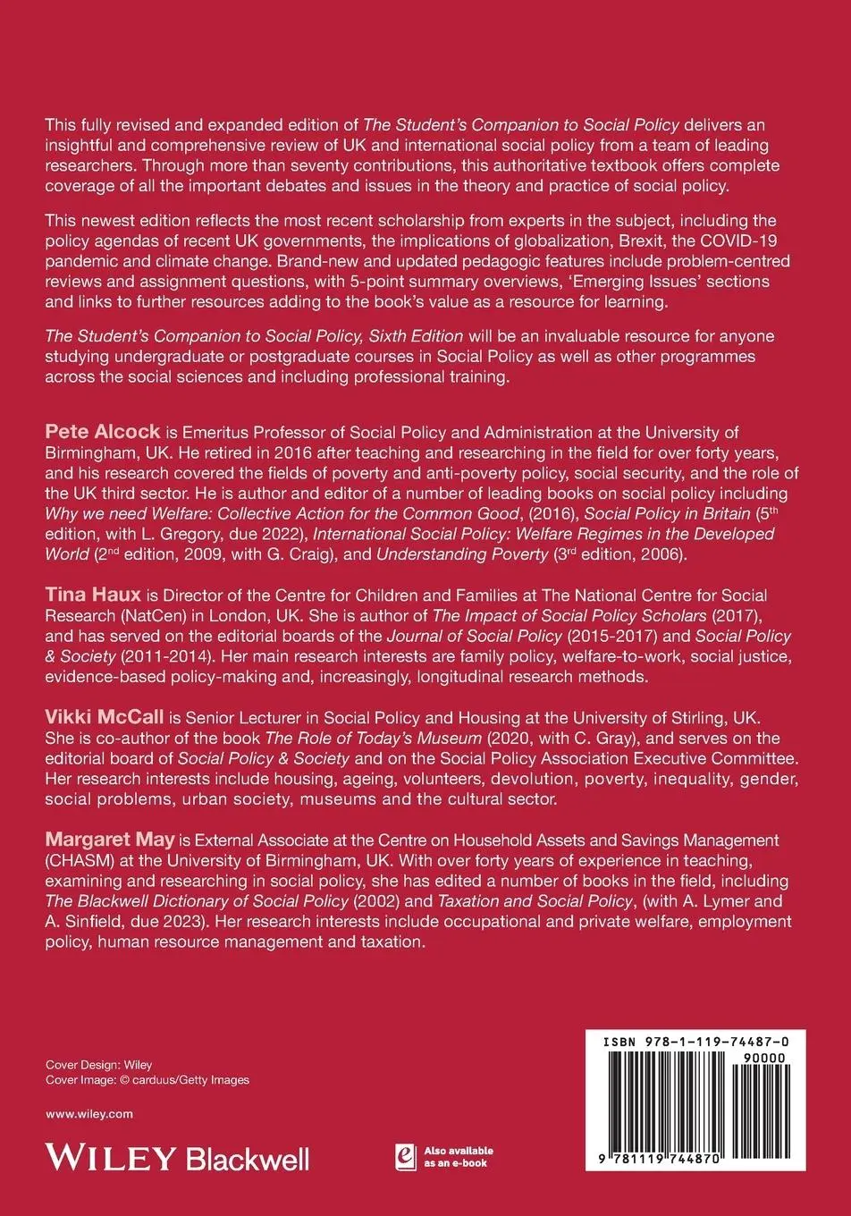 Rückseite: 9781119744870 | The Student's Companion to Social Policy | Margaret May (u. a.) | Buch