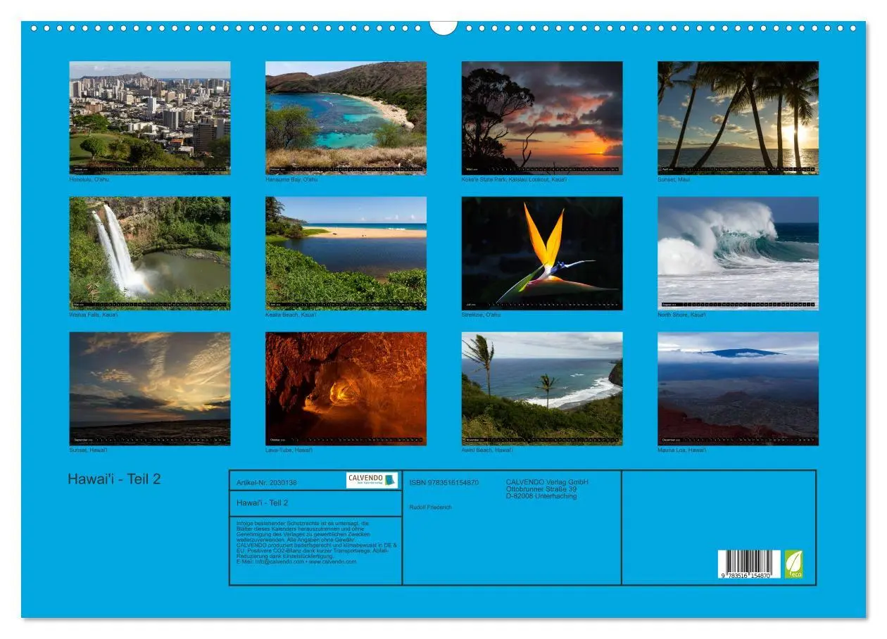 Bild: 9783516154870 | Hawai'i - Teil 2 (Wandkalender 2026 DIN A2 quer), CALVENDO...