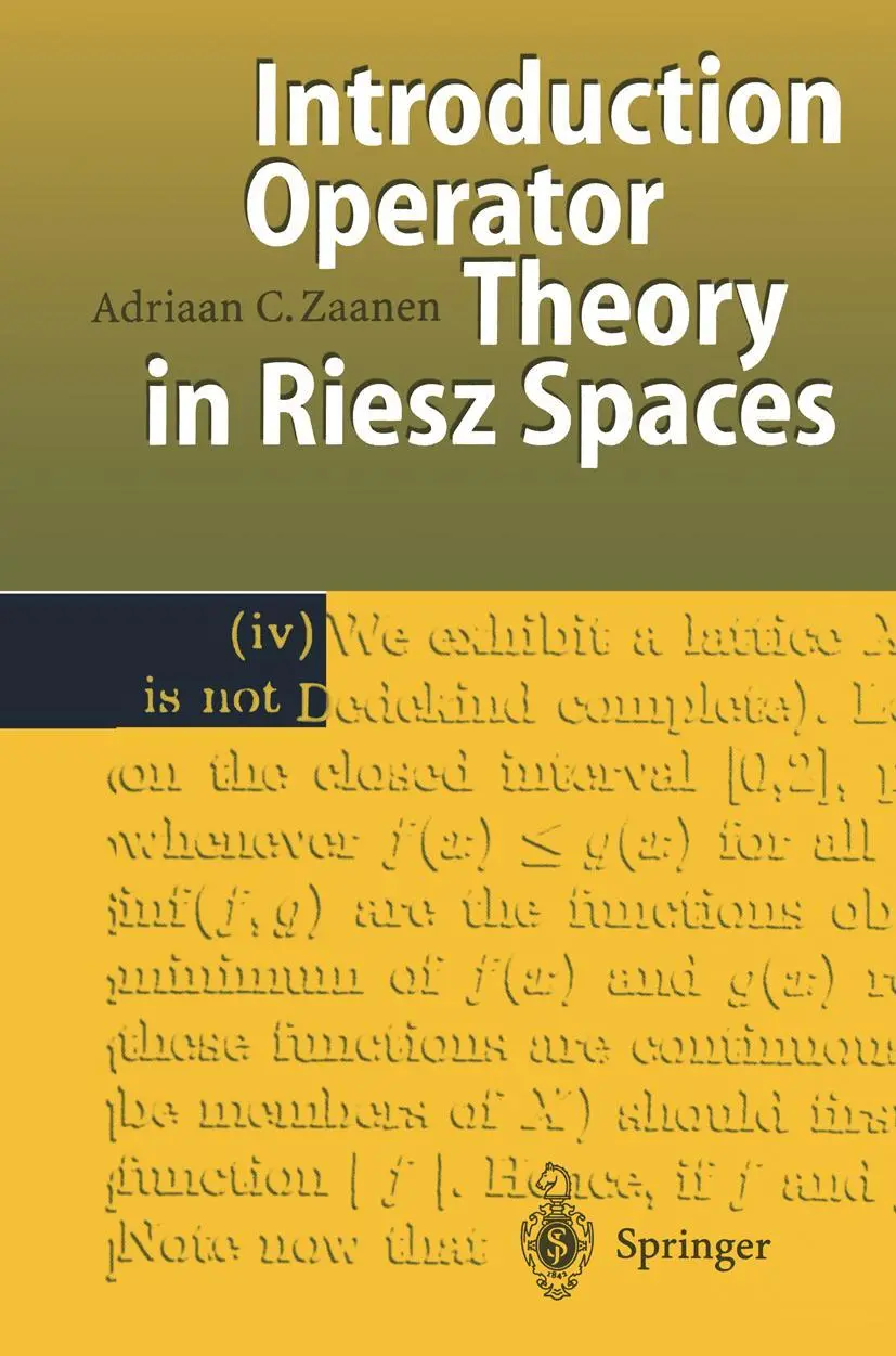 Cover: 9783642644870 | Introduction to Operator Theory in Riesz Spaces | Adriaan C. Zaanen