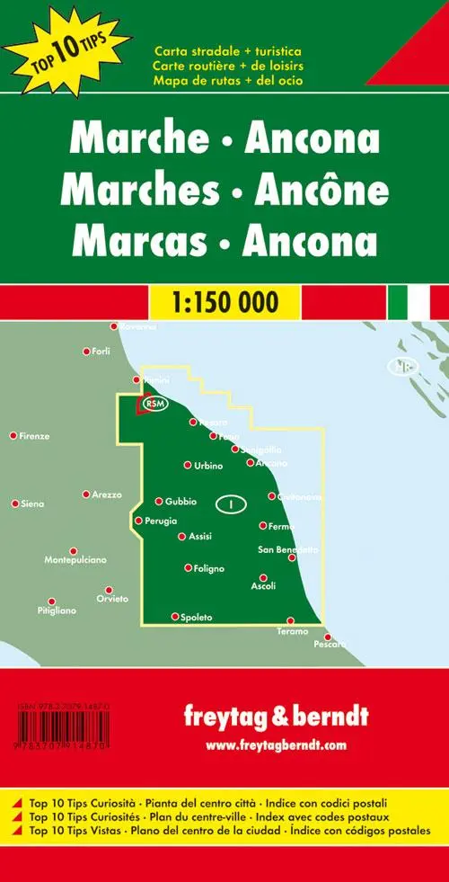 Rückseite: 9783707914870 | Marken - Ancona 1 : 150 000 | Top 10 Tips | (Land-)Karte | Deutsch