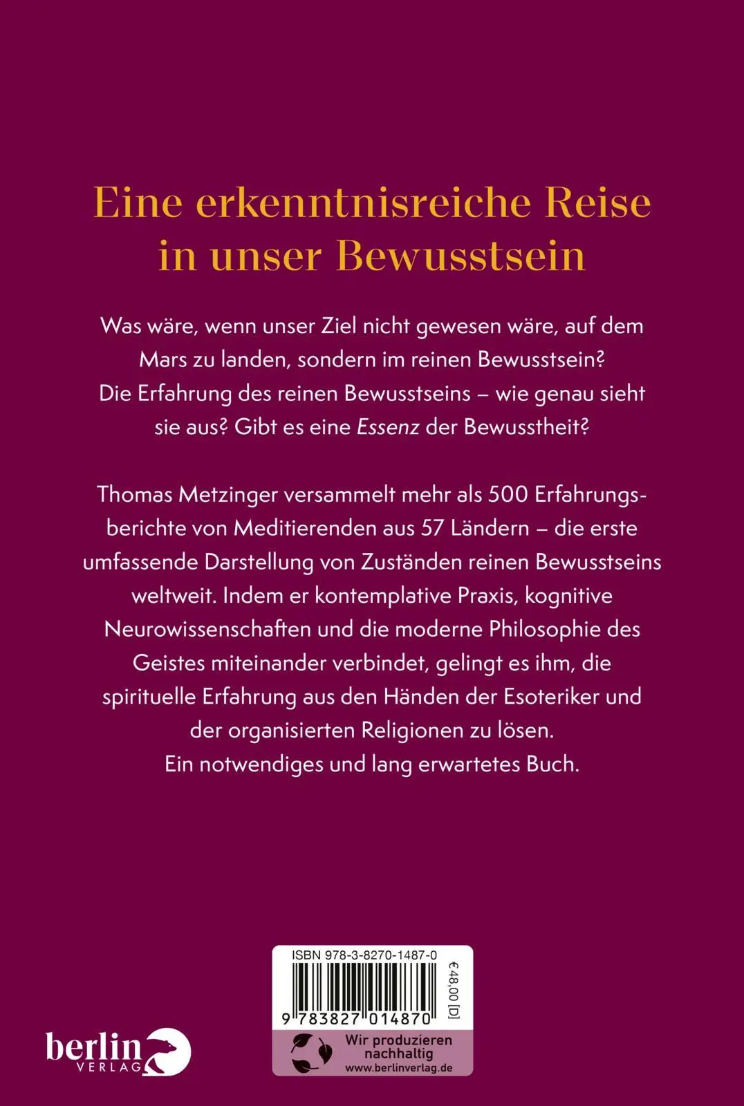 Rückseite: 9783827014870 | Der Elefant und die Blinden | Thomas Metzinger | Buch | 960 S. | 2023