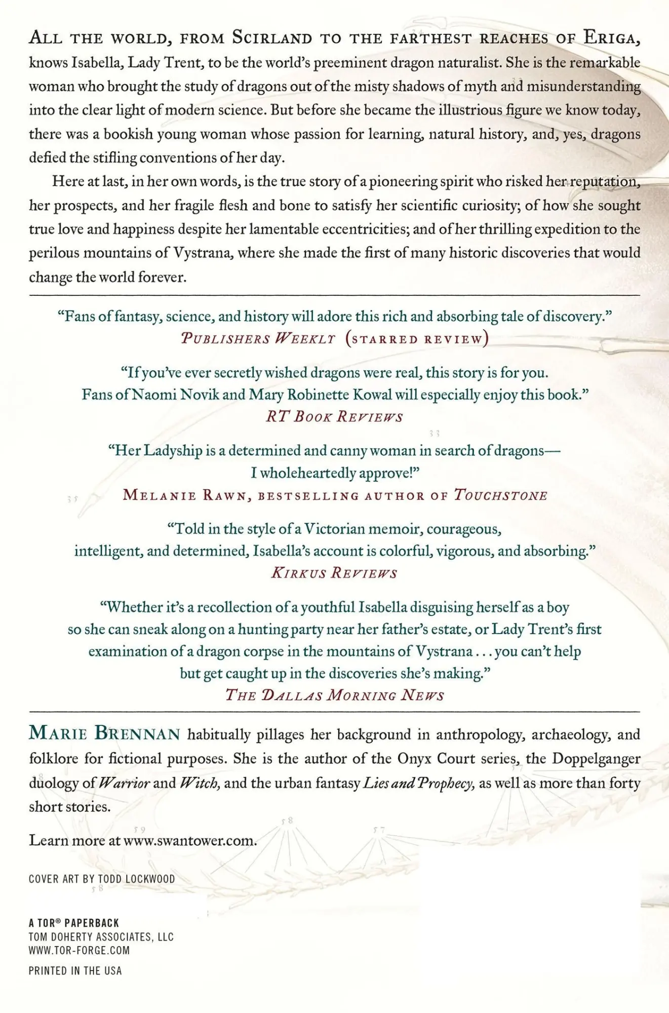 Rückseite: 9780765375070 | A Natural History of Dragons | A Memoir by Lady Trent | Marie Brennan