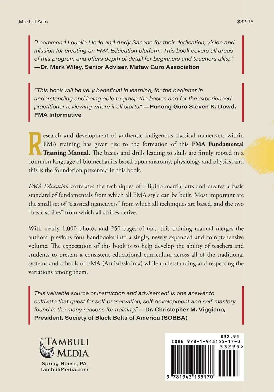 Rückseite: 9781943155170 | FMA Education | The Fundamental Core of Arnis de Mano | Lledo (u. a.)