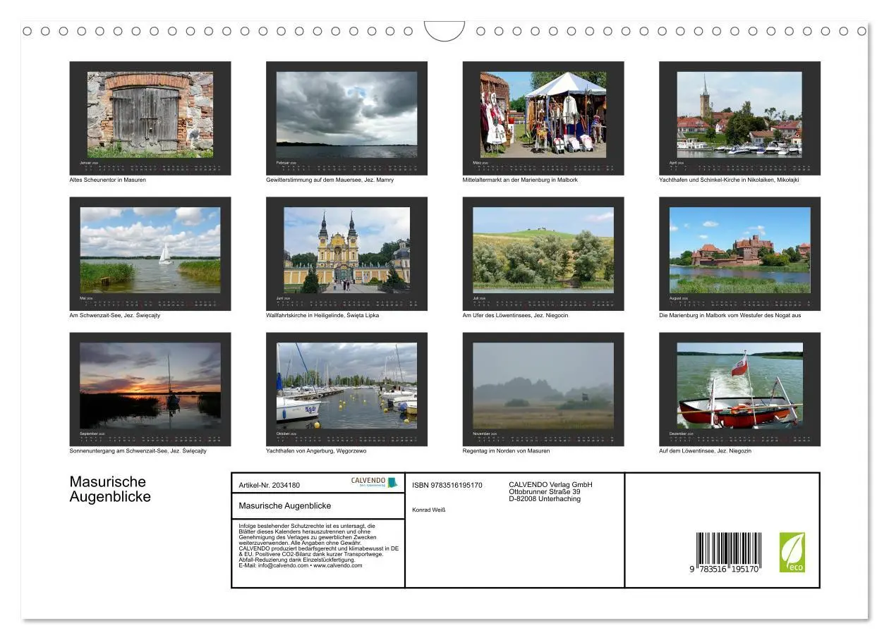 Bild: 9783516195170 | Masurische Augenblicke (Wandkalender 2026 DIN A3 quer), CALVENDO...